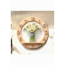 AA Shop Çiçek Bitki Renkli Baskı Desenli Sayılı Hediyelik Ahşap Sessiz Tablo Duvar Saati 607