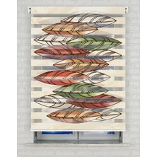 BRIGHTCOVER Renkli Yapraklar Baskılı Zebra Perde - Gece Gündüz, Mutfak Perdesi, Salon Perdesi, Yatak Odası Perde | Kokusuz Mürekkeple Basılmış  Zebra Perdeler ile Sende Tarzını Yansıt! | 1 Dakikada Pratik Montaj