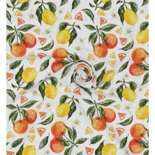 Podyum Baskı Limonlu Desenli Dijital Baskılı Döşemelik Koltuk Kumaşı, Kırlent, Minder Kaplama Kumaşı 100X140 cm