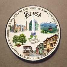 Bsb Bursa Temalı Magnet Saat Buzdolabı Süsü Duvar Saati 10,5cm MS1002