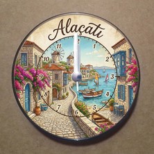 Bsb Alaçatı Temalı Magnet Saat Buzdolabı Süsü Duvar Saati 10,5cm MS2003