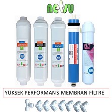 Netsu - Lg, Ortimax, Uğur, Ocean, Hyundai Uyumlu ve Tüm Kapalı Kasa Su Arıtma Cihazı Filtresi,5 li Filtre Seti