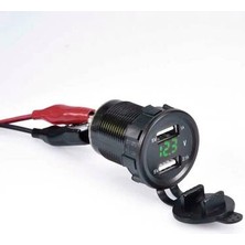 Voltaj Göstergeli Araç Telefon Şarj Soketi 5V 2.1A Yeşil