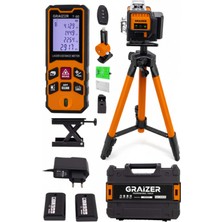 Graizer T16 Köşe Yeşil Çizgi Lazer Terazi 360° Miknatisli Otomatik Hizalama Metre Çantali Lazer Metre
