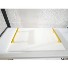 Ecay Mermer Ürünleri Doğal Mermer Sunum Tepsisi Dikdörtgen Gold Kulplu Çok Amaçlı