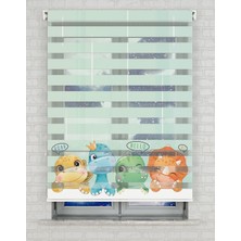 BRIGHTCOVER Şirin Yavru Dinazorlar Baskılı Zebra Perde - Gece Gündüz - Çocuk Odası Perdesi | Kokusuz Mürekkeple Basılmış  Zebra Perdeler ile Sende Tarzını Yansıt! | 1 Dakikada Pratik Montaj
