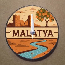 Bsb Malatya Temalı Magnet Saat Buzdolabı Süsü Duvar Saati 10,5cm MS1051