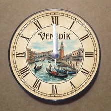 Bsb Venedik Temalı Magnet Saat Buzdolabı Süsü Duvar Saati 10,5cm MS3014