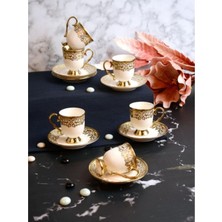 Paçi Pacı Ayaklı Kabartmalı Yaldızlı 6 Lı Kahve Fıncanı