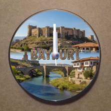 Bsb Bayburt Temalı Magnet Saat Buzdolabı Süsü Duvar Saati 10,5cm MS1018