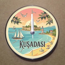 Bsb Kuşadası Temalı Magnet Saat Buzdolabı Süsü Duvar Saati 10,5cm MS2031