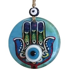 Homevia Fatma Ana Eli Desenli Nazar Boncuklu Duvar Süsü 10 cm Cam Duvar Dekoru