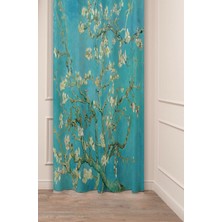 Greendecor Van Gogh Badem Ağacı Dijital Baskılı Fon Perde (Tek Kanat) Renkli Modern Tasarımlı Fon Perde