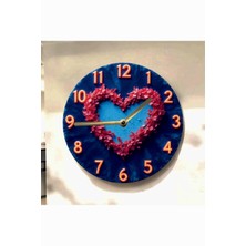 AA Shop Kalp Sevgili Renkli Baskı Desenli Sayılı Hediyelik Ahşap Sessiz Tablo Duvar Saati 646