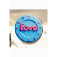 AA Shop Love Sevgili Renkli Baskı Desenli Sayılı Hediyelik Ahşap Sessiz Tablo Duvar Saati 649