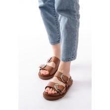 Sibel Gürel DM-6010 Taba Toka Aksesuarlı Günlük Kadın Terlik