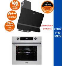 Ferre ve Afm Tech Markalı Fethy- F-80 Sessiz  2'li Siyah- Beyaz Cam Ankastre Set (D080-SA +FM7701)