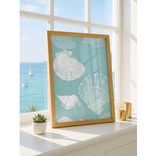 Fuart.Co Gökyüzü Mavisi Kabuklar Dijital Baskı Poster (Çerçevesiz)Sea World Poster Serisi Sefu