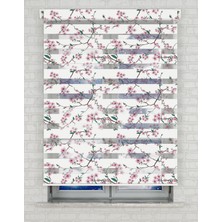 BRIGHTCOVER Pembe Çiçekler ve Dallar Baskılı Zebra Perde - Gece Gündüz - Mutfak Perdesi | Kokusuz Mürekkeple Basılmış  Zebra Perdeler ile Sende Tarzını Yansıt! | 1 Dakikada Pratik Montaj