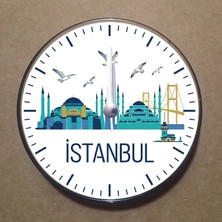 Bsb Istanbul Temalı Magnet Saat Buzdolabı Süsü Duvar Saati 10,5cm MS1036