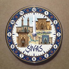 Bsb Sivas Temalı Magnet Saat Buzdolabı Süsü Duvar Saati 10,5cm MS1063