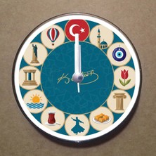 Bsb Türkiye Temalı Magnet Saat Buzdolabı Süsü Duvar Saati 10,5cm MS1076