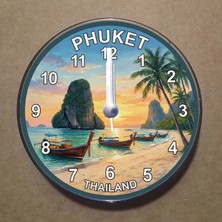 Bsb Puket Adaları Temalı Magnet Saat Buzdolabı Süsü Duvar Saati 10,5cm MS3013