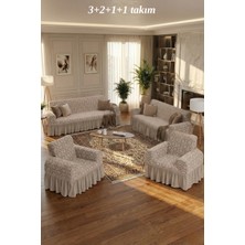 KUTLALE Jakarlı 3+2+1+1 Osmanlı Desen Koltuk, Kanepe, Çekyat Örtüsü, Etekli, Streç, Esnek, Lastikli, Koltuk Kılıfı 3211 Takımı