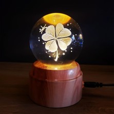 Homevia Dekoratif Usb'li Yonca Tasarımlı Dönen Cam Küre