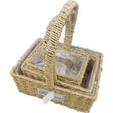 Homevia Kare Doğal Hasır Sepet Seti - 3'lü