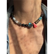 CAPO By Aytaç Yamaç Ham Kesim Doğal Taş Detaylı Çakra Choker Kolye