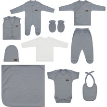 Maxhilda Bebe Erkek - Kız Bebek 10 Parça Hastane Çıkışı Zıbın Seti Natural Pastel Renk (Hediye Paketi Yapılır)