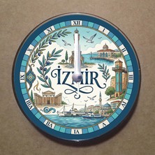 Bsb Izmir Temalı Magnet Saat Buzdolabı Süsü Duvar Saati 10,5cm MS1041