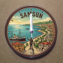 Bsb Samsun Temalı Magnet Saat Buzdolabı Süsü Duvar Saati 10,5cm MS1060