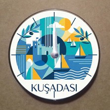 Bsb Kuşadası Temalı Magnet Saat Buzdolabı Süsü Duvar Saati 10,5cm MS2033