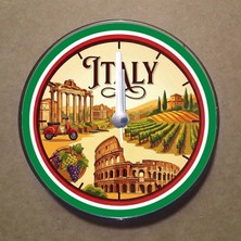 Bsb Italya Temalı Magnet Saat Buzdolabı Süsü Duvar Saati 10,5cm MS3004
