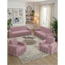 KUTLALE Jakarlı 3+3+1+1 Osmanlı Desen Koltuk, Kanepe, Çekyat Örtüsü, Etekli, Streç, Esnek, Lastikli, Koltuk Kılıfı 3311 Takımı