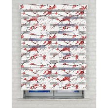 BRIGHTCOVER Kiraz Dalları Baskılı Zebra Perde - Gece Gündüz Kullanıma Uygundur - Salon Perdesi | Kokusuz Mürekkeple Basılmış  Zebra Perdeler ile Sende Tarzını Yansıt! | 1 Dakikada Pratik Montaj