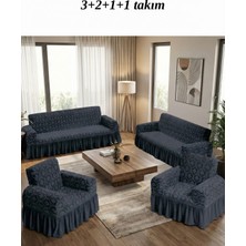 KUTLALE Jakarlı 3+2+1+1 Osmanlı Desen Koltuk, Kanepe, Çekyat Örtüsü, Etekli, Streç, Esnek, Lastikli, Koltuk Kılıfı 3211 Takımı