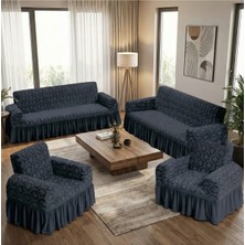 KUTLALE Jakarlı 3+3+1+1 Osmanlı Desen Koltuk, Kanepe, Çekyat Örtüsü, Etekli, Streç, Esnek, Lastikli, Koltuk Kılıfı 3311 Takımı