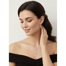 Keskin Gümüş 925 Ayar Gümüş Uzun Lale Zarif Tasarım  Kolye Küpe  Kadın Set Doğum Günü Hediye