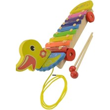 Gampus Ördek Tasarımlı Ahşap Ksilofon Selefon 8 Nota Müzikal Eğitici Öğretici Oyuncak Set Ördek
