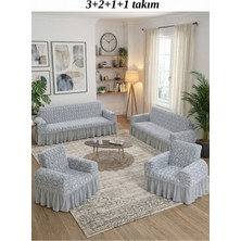 KUTLALE Jakarlı 3+2+1+1 Osmanlı Desen Koltuk, Kanepe, Çekyat Örtüsü, Etekli, Streç, Esnek, Lastikli, Koltuk Kılıfı 3211 Takımı