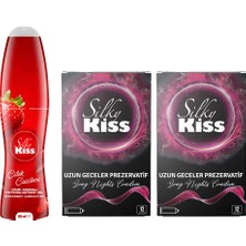 Silky Kiss Her An Paketi - Çilek Kayganlaştırıcı Jel ve 2 Kutu Uzun Geceler Prezervatif