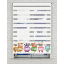 BRIGHTCOVER Renkli Tren ve Sevimli Hayvanlar Baskılı Zebra Perde - Gece Gündüz - Bebek Odası Perdesi | Kokusuz Mürekkeple Basılmış  Zebra Perdeler ile Sende Tarzını Yansıt! | 1 Dakikada Pratik Montaj