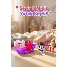 Craftivio Sevimli Miniş Köpek Figürü ve Yatak Odası Oyun Seti - Pastalı Aksesuarlı Oyuncak