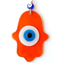 Homevia Nazar Boncuklu Şeffaf Turuncu Fatma Ana Bereket Eli Cam Duvar Süsü