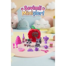 Craftivio Sevimli Minişler Oyun Seti - 2'li Köpek Figürü, Elma Evi ve Parti Aksesuarlı Oyuncak