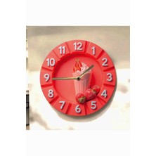 AA Shop Çilek Cafe Renkli Baskı Desenli Sayılı Hediyelik Ahşap Sessiz Tablo Duvar Saati 743