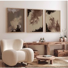 Pam Studio Kahve Bej Tonlarında Soyut 3’lü Tablo Seti – Modern Duvar Dekoru